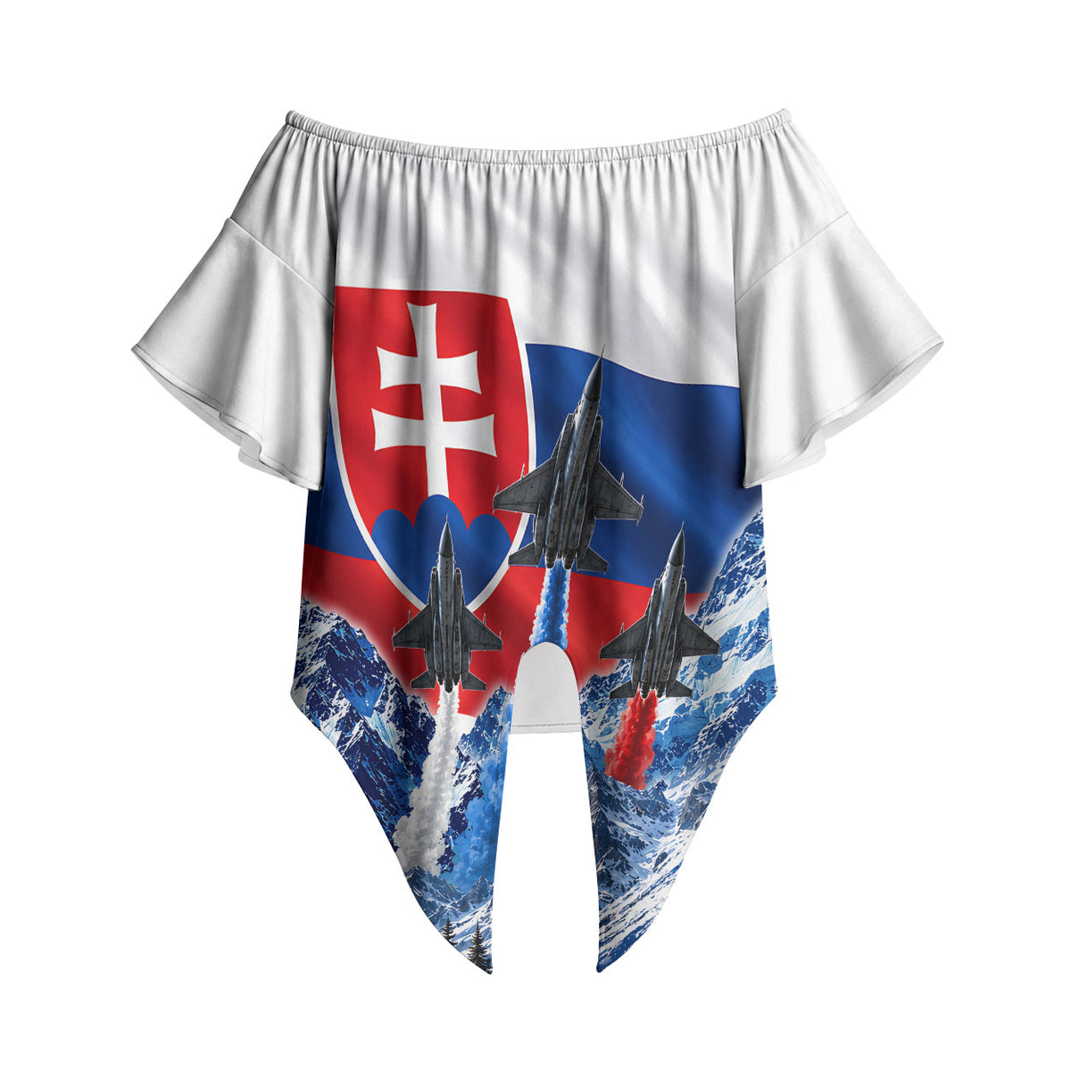Slovakia Military Freedom Off Shoulder Wrap Waist Top Fighter Jets Soldier Eagle Mountain