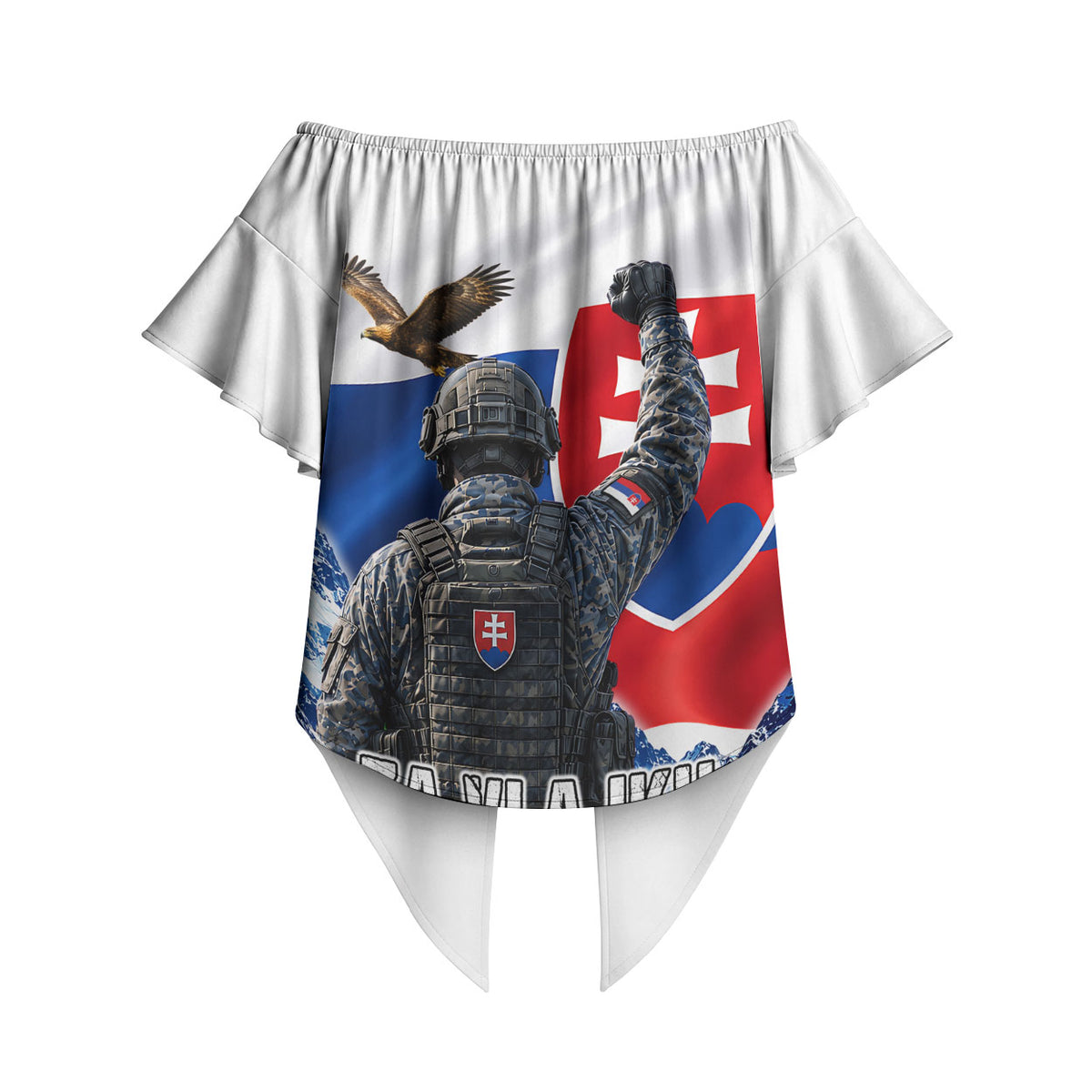 Slovakia Military Freedom Off Shoulder Wrap Waist Top Fighter Jets Soldier Eagle Mountain