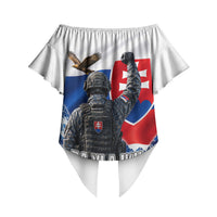 Slovakia Military Freedom Off Shoulder Wrap Waist Top Fighter Jets Soldier Eagle Mountain