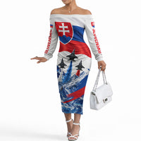 Slovakia Military Freedom Off The Shoulder Long Sleeve Dress Fighter Jets Soldier Eagle Mountain