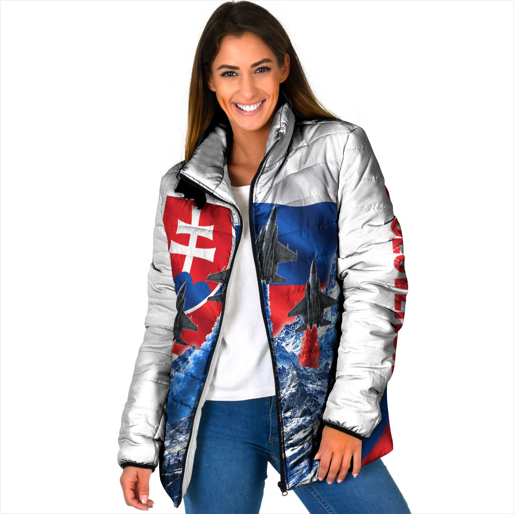 Slovakia Military Freedom Padded Jacket Fighter Jets Soldier Eagle Mountain