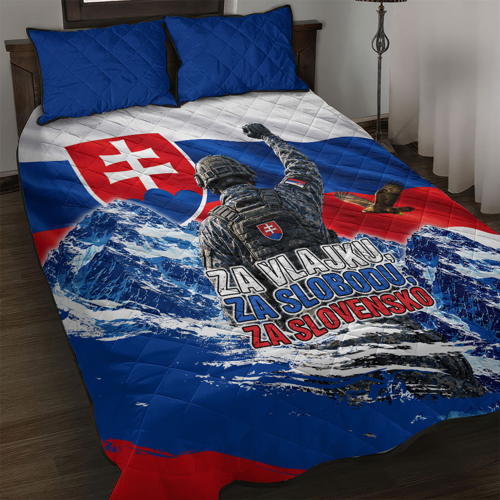 Slovakia Military Freedom Quilt Bed Set Fighter Jets Soldier Eagle Mountain