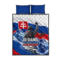 Slovakia Military Freedom Quilt Bed Set Fighter Jets Soldier Eagle Mountain