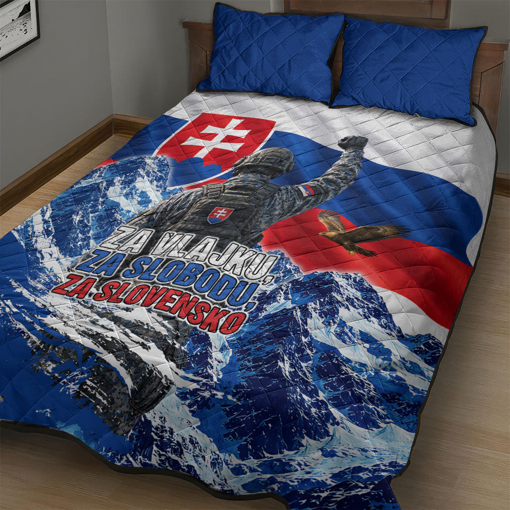 Slovakia Military Freedom Quilt Bed Set Fighter Jets Soldier Eagle Mountain