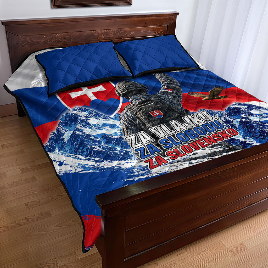 Slovakia Military Freedom Quilt Bed Set Fighter Jets Soldier Eagle Mountain