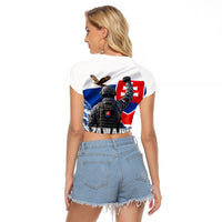 Slovakia Military Freedom Raglan Cropped T Shirt Fighter Jets Soldier Eagle Mountain