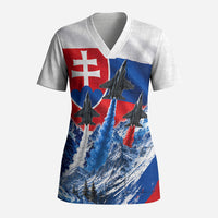 Slovakia Military Freedom Scrub Top Fighter Jets Soldier Eagle Mountain