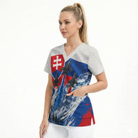 Slovakia Military Freedom Scrub Top Fighter Jets Soldier Eagle Mountain