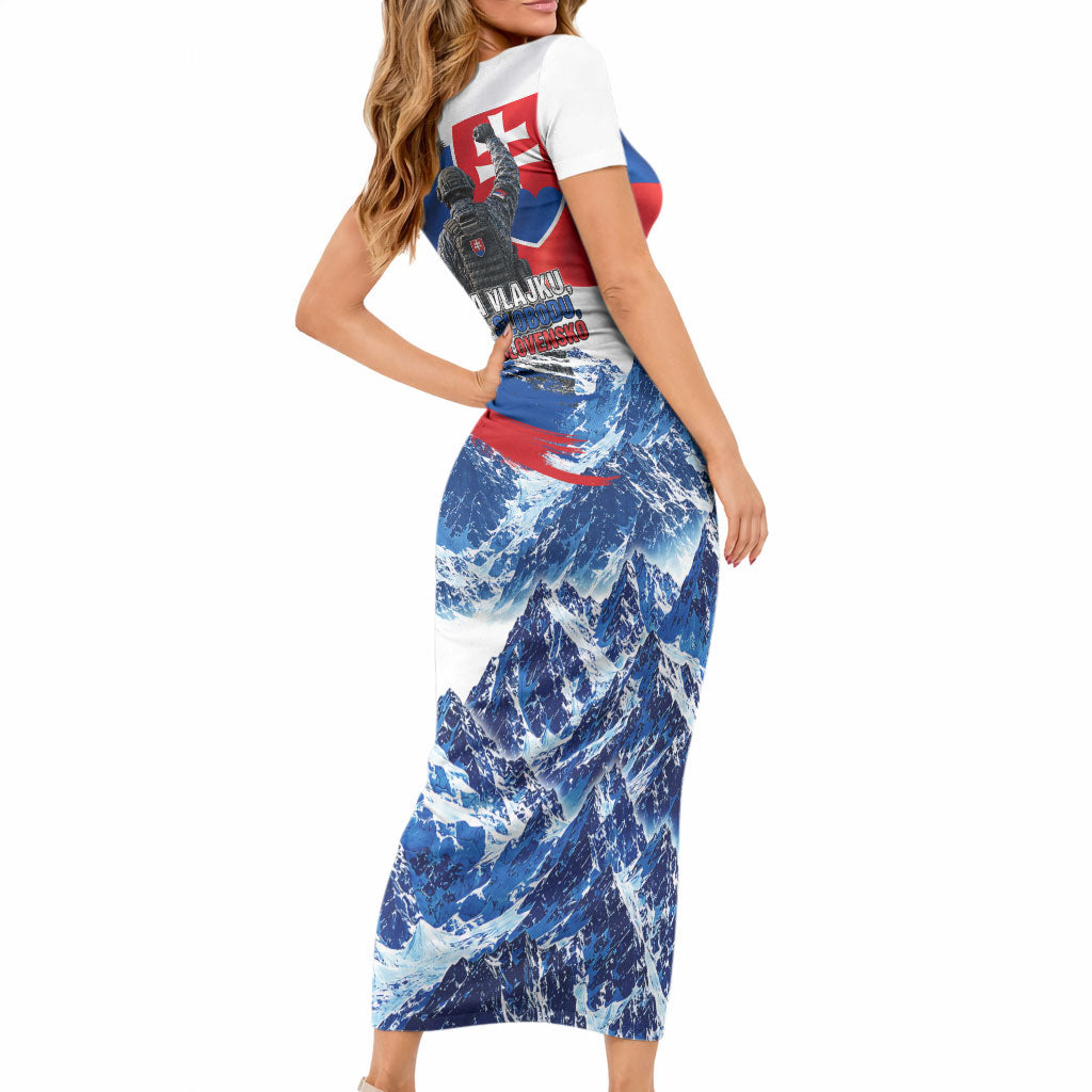 Slovakia Military Freedom Short Sleeve Bodycon Dress Fighter Jets Soldier Eagle Mountain