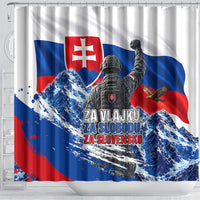 Slovakia Military Freedom Shower Curtain Fighter Jets Soldier Eagle Mountain