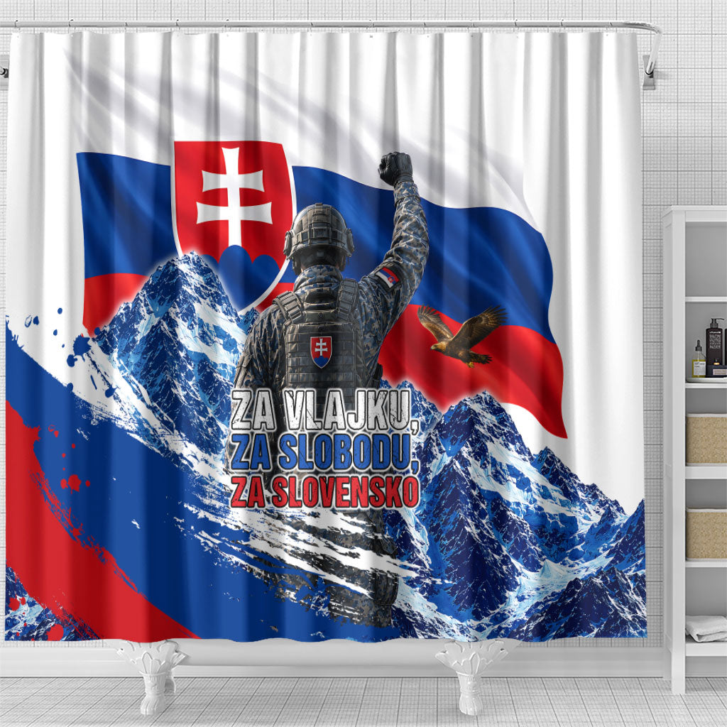 Slovakia Military Freedom Shower Curtain Fighter Jets Soldier Eagle Mountain