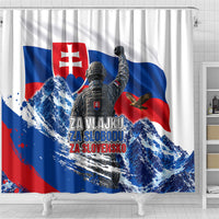 Slovakia Military Freedom Shower Curtain Fighter Jets Soldier Eagle Mountain