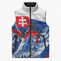 Slovakia Military Freedom Sleeveless Puffer Jacket Fighter Jets Soldier Eagle Mountain