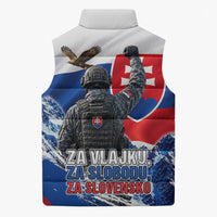 Slovakia Military Freedom Sleeveless Puffer Jacket Fighter Jets Soldier Eagle Mountain