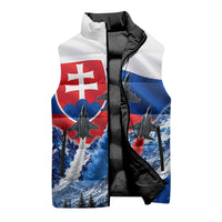 Slovakia Military Freedom Sleeveless Puffer Jacket Fighter Jets Soldier Eagle Mountain