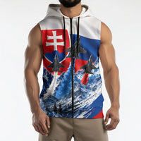 Slovakia Military Freedom Sleeveless Zip Hoodie Fighter Jets Soldier Eagle Mountain