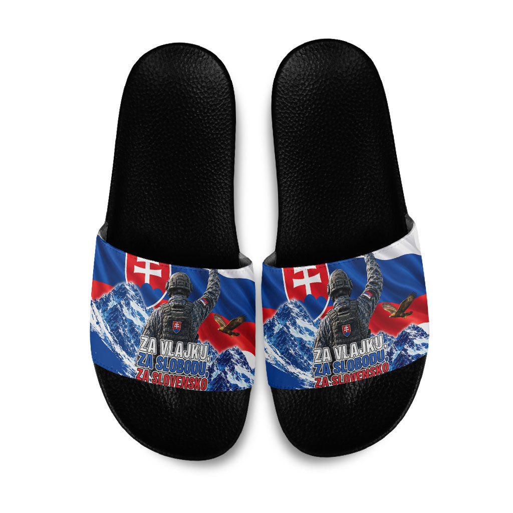 Slovakia Military Freedom Slide Sandals Fighter Jets Soldier Eagle Mountain