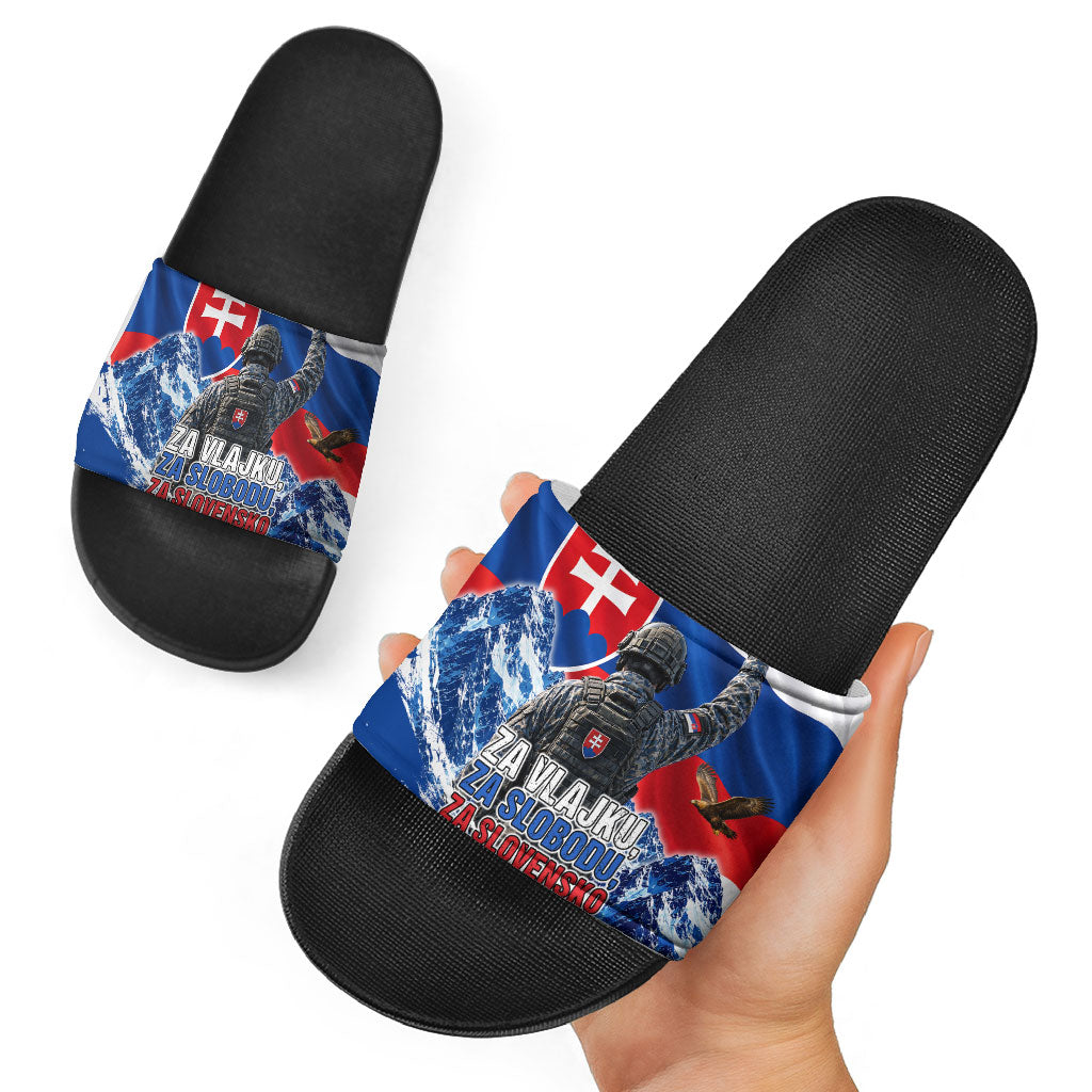 Slovakia Military Freedom Slide Sandals Fighter Jets Soldier Eagle Mountain