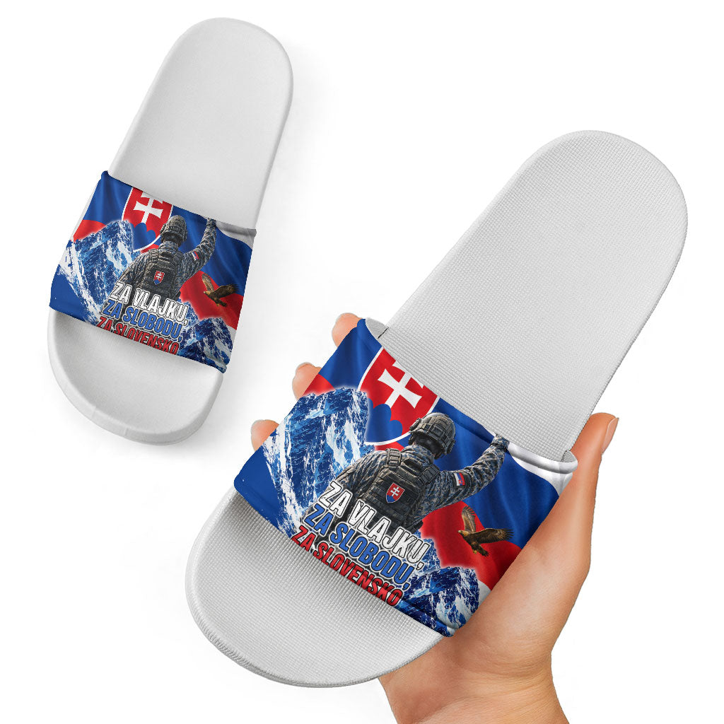 Slovakia Military Freedom Slide Sandals Fighter Jets Soldier Eagle Mountain