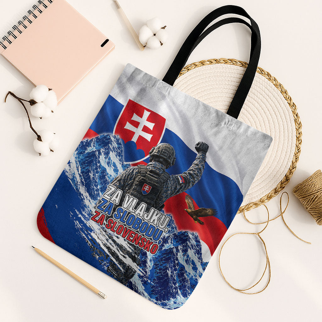 Slovakia Military Freedom Tote Bag Fighter Jets Soldier Eagle Mountain