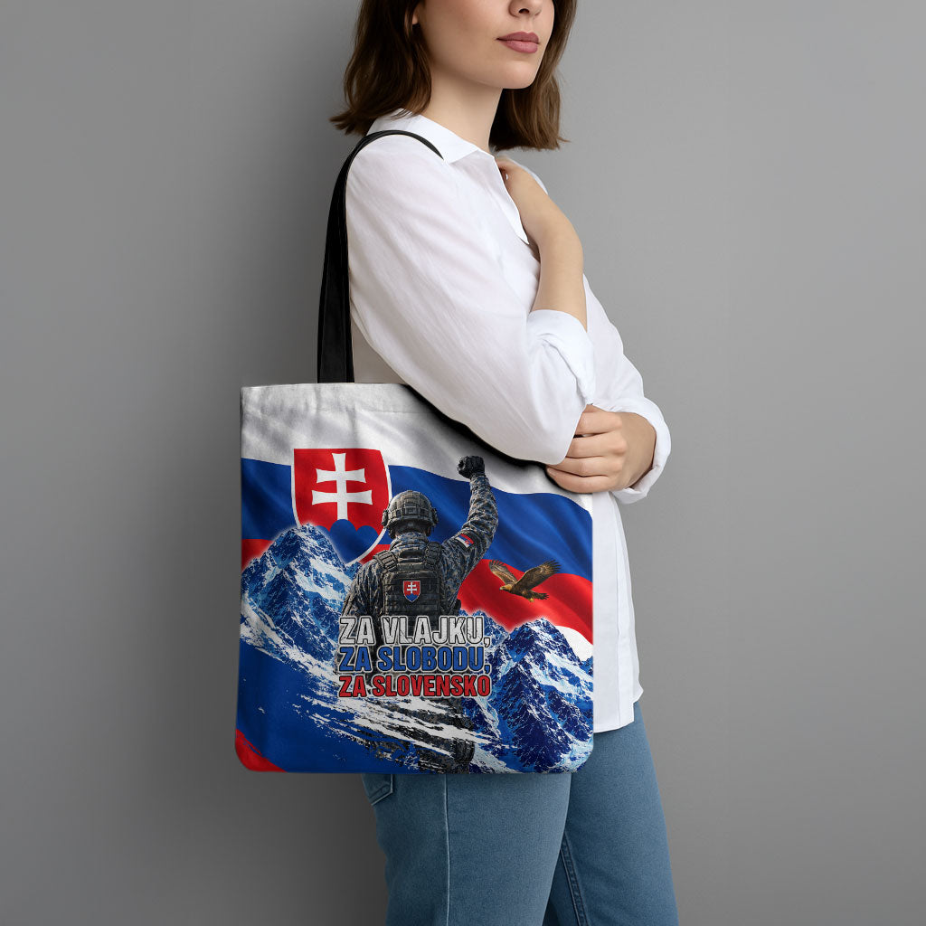 Slovakia Military Freedom Tote Bag Fighter Jets Soldier Eagle Mountain