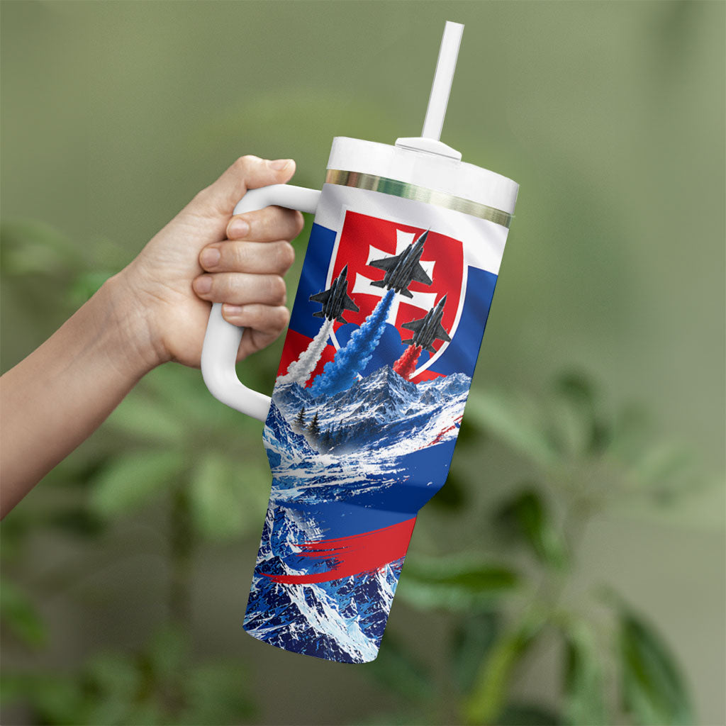 Slovakia Military Freedom Tumbler With Handle Fighter Jets Soldier Eagle Mountain