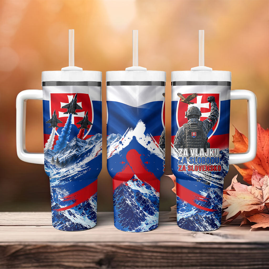 Slovakia Military Freedom Tumbler With Handle Fighter Jets Soldier Eagle Mountain