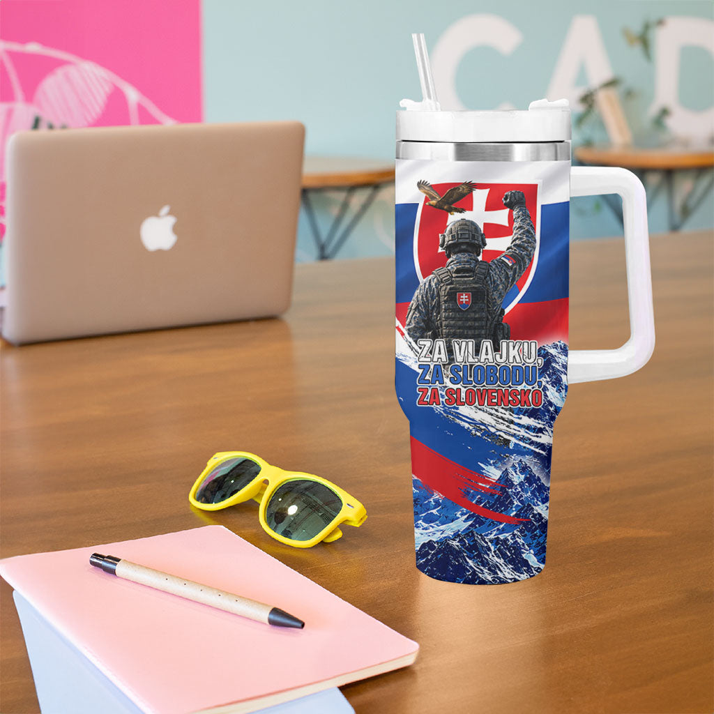 Slovakia Military Freedom Tumbler With Handle Fighter Jets Soldier Eagle Mountain