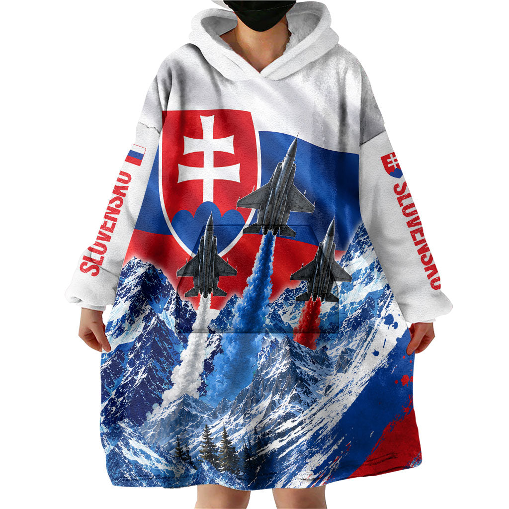 Slovakia Military Freedom Wearable Blanket Hoodie Fighter Jets Soldier Eagle Mountain