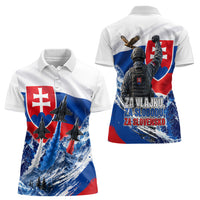 Slovakia Military Freedom Women Polo Shirt Fighter Jets Soldier Eagle Mountain