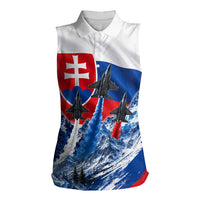 Slovakia Military Freedom Women Sleeveless Polo Shirt Fighter Jets Soldier Eagle Mountain