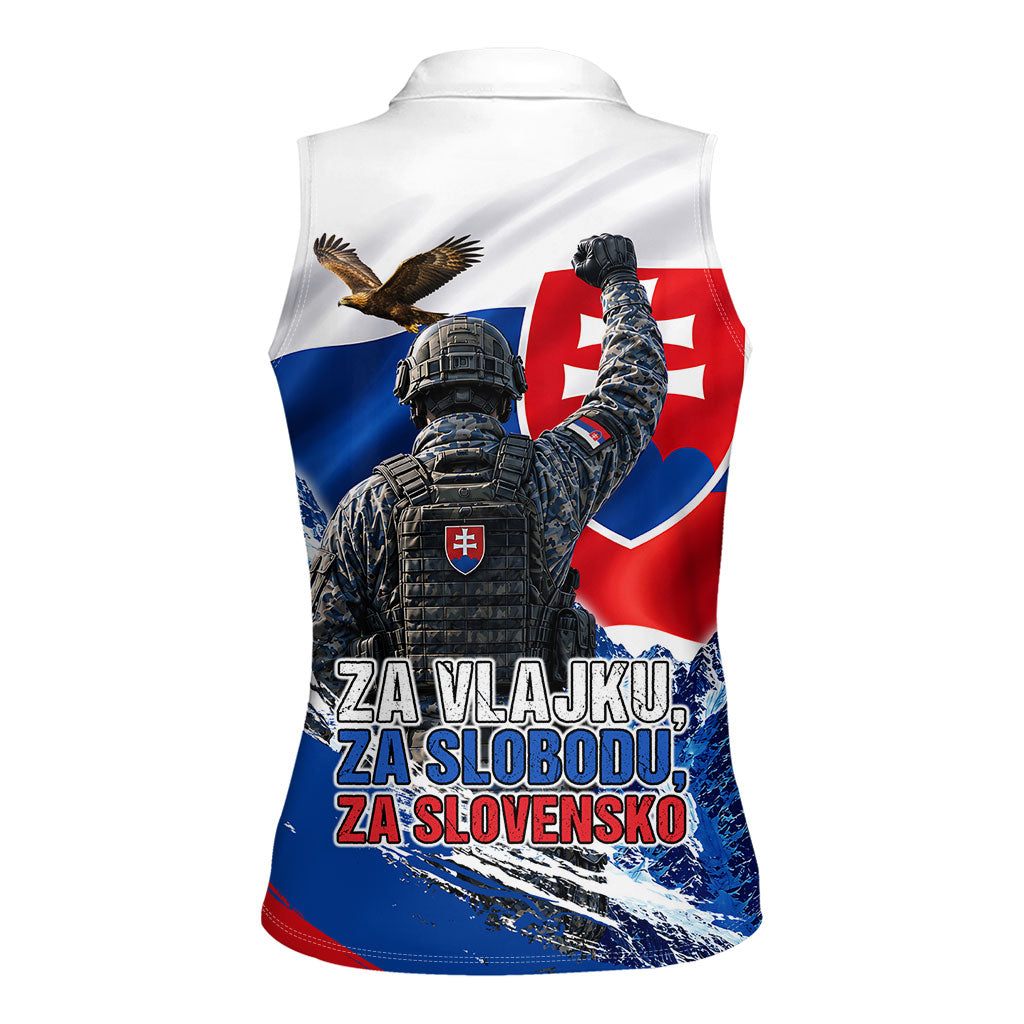 Slovakia Military Freedom Women Sleeveless Polo Shirt Fighter Jets Soldier Eagle Mountain