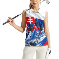 Slovakia Military Freedom Women Sleeveless Polo Shirt Fighter Jets Soldier Eagle Mountain