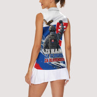 Slovakia Military Freedom Women Sleeveless Polo Shirt Fighter Jets Soldier Eagle Mountain