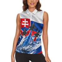 Slovakia Military Freedom Women Sleeveless Polo Shirt Fighter Jets Soldier Eagle Mountain
