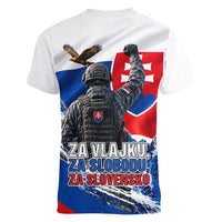 Slovakia Military Freedom Women V-Neck T-Shirt Fighter Jets Soldier Eagle Mountain