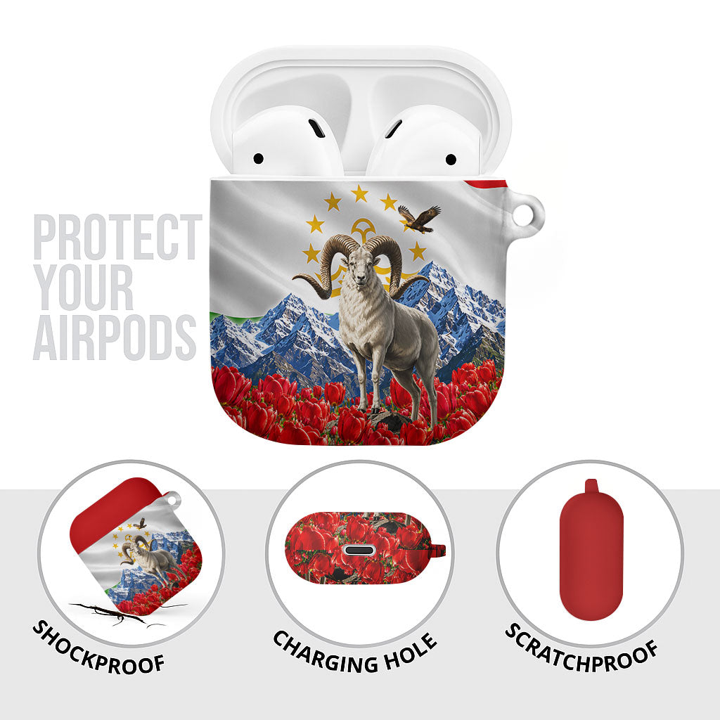 Tajikistan National Pride AirPods Case Ismoil Somoni Monument Marco Polo Sheep Flag