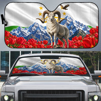 Tajikistan National Pride Auto Sun Shade Ismoil Somoni Monument Marco Polo Sheep Flag