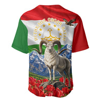 Tajikistan National Pride Baseball Jersey Ismoil Somoni Monument Marco Polo Sheep Flag