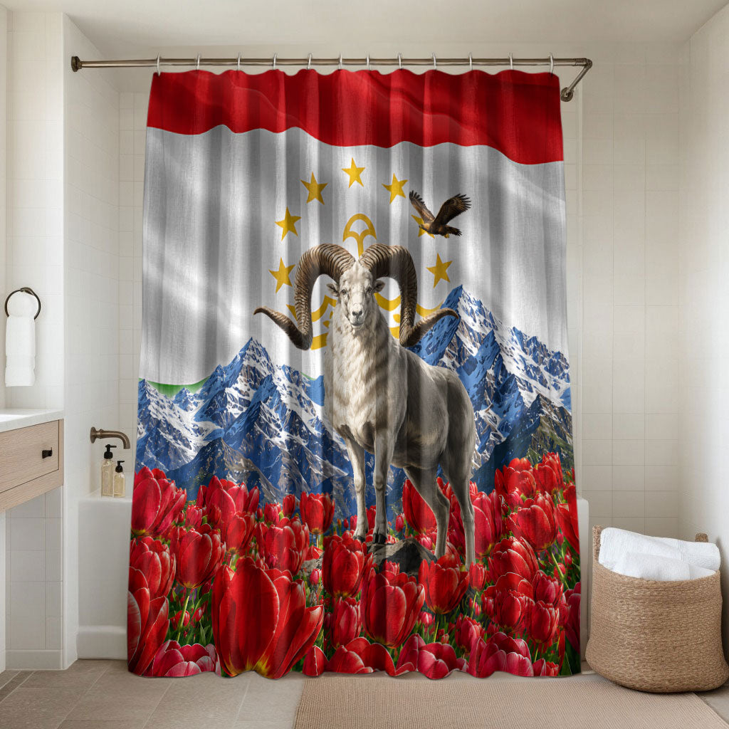 Tajikistan National Pride Bathroom Set Ismoil Somoni Monument Marco Polo Sheep Flag