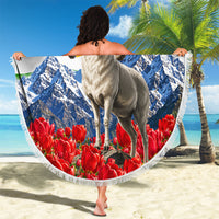 Tajikistan National Pride Beach Blanket Ismoil Somoni Monument Marco Polo Sheep Flag