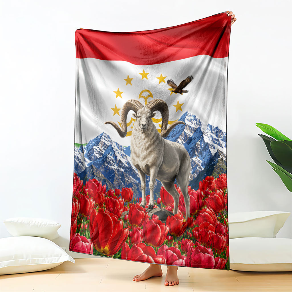 Tajikistan National Pride Blanket Ismoil Somoni Monument Marco Polo Sheep Flag