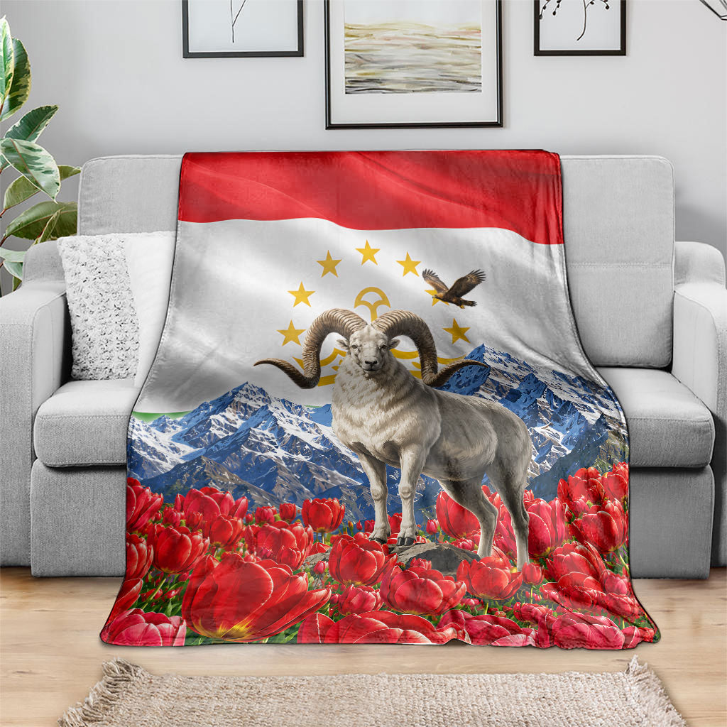 Tajikistan National Pride Blanket Ismoil Somoni Monument Marco Polo Sheep Flag