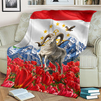 Tajikistan National Pride Blanket Ismoil Somoni Monument Marco Polo Sheep Flag