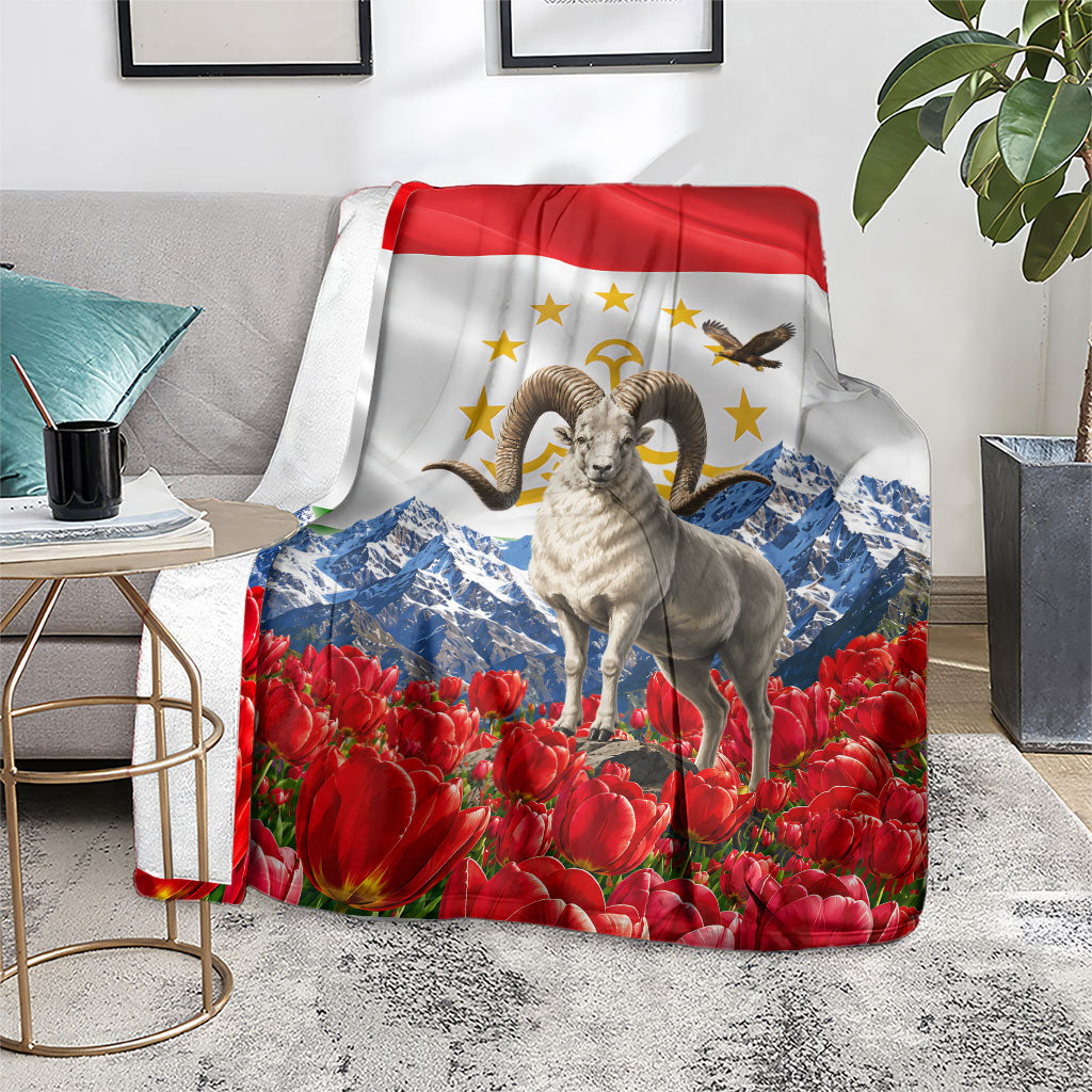 Tajikistan National Pride Blanket Ismoil Somoni Monument Marco Polo Sheep Flag