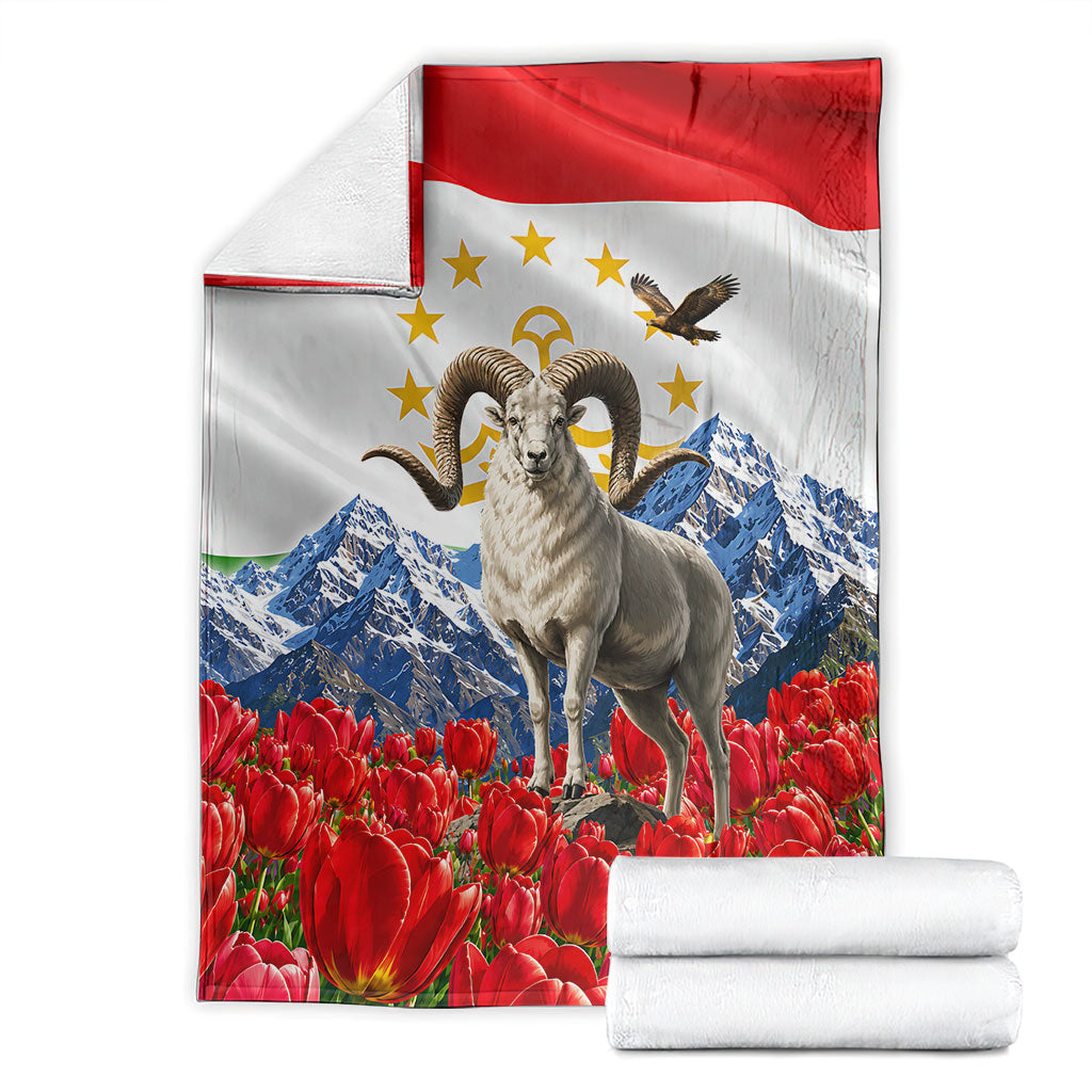 Tajikistan National Pride Blanket Ismoil Somoni Monument Marco Polo Sheep Flag