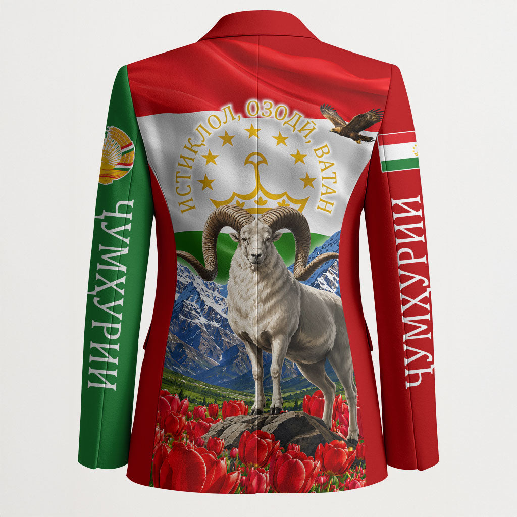 Tajikistan National Pride Blazer Ismoil Somoni Monument Marco Polo Sheep Flag