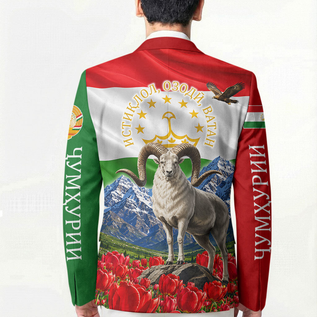 Tajikistan National Pride Blazer Ismoil Somoni Monument Marco Polo Sheep Flag
