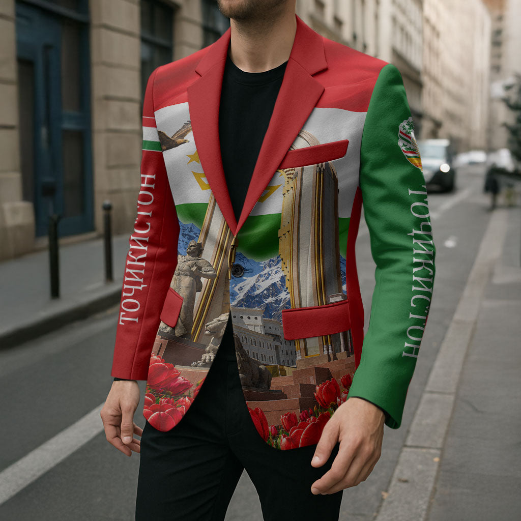 Tajikistan National Pride Blazer Ismoil Somoni Monument Marco Polo Sheep Flag
