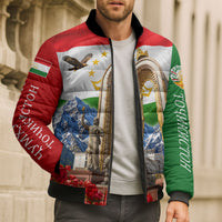 Tajikistan National Pride Bomber Puffer Jacket Ismoil Somoni Monument Marco Polo Sheep Flag